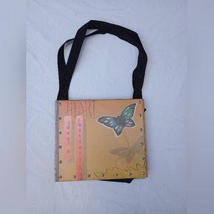 Retro Record Handbag Heart Dog and Butterfly 70's Nostalgia Upcycle Craft Pink